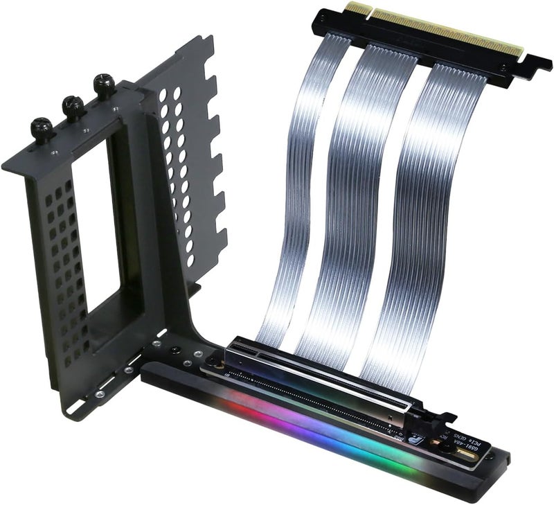 GIGA-MEGA PCIe X16 GEN5 Riser Cable with GPU Vertical Mount Bracket PCIe 5.0 for Future RTX5090 (White Bracket V3) - Image 3